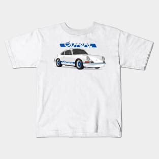 supercar 911 carrera rs turbo 1972 white blue Kids T-Shirt